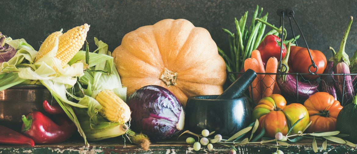 A composition of colourful autumn vegetables