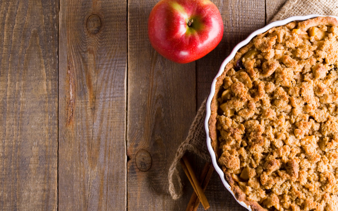 A delicious apple and almond crumble without cane sugar